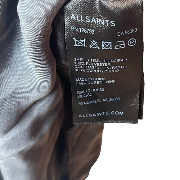 All Saints Japanese Cloth Rialto Silky Drape One Shoulder Sheath Dress Grey Sz 0 - Picture 7 of 10